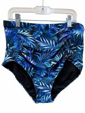 Tempt Me Women's Tropical Print Ruched High-Waisted Bikini Bottom